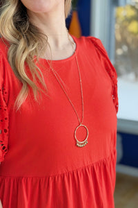 Metallic Fringe Hoop Pendant  Necklace Gold