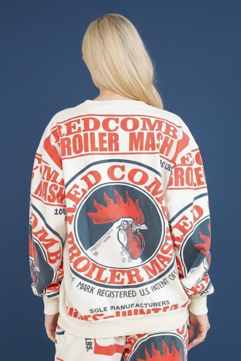 Bold Graphic Cotton Sweatshirt - Rooster