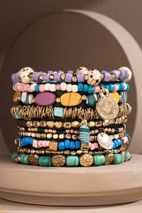10 Layered Multi Beaded India Bracelet Teal