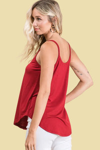 Basic Solid Spaghetti Strap Tank Top - Red