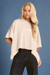 Round Neck Flowy Top - Beige