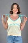 Tie Strap Paradise Sweater Tank - Blue