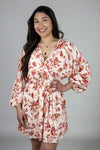 Cross Over Dress Floral Orange