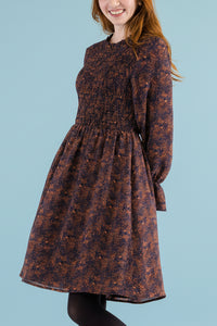 Smocked Vintage Inspired Dress - Rust