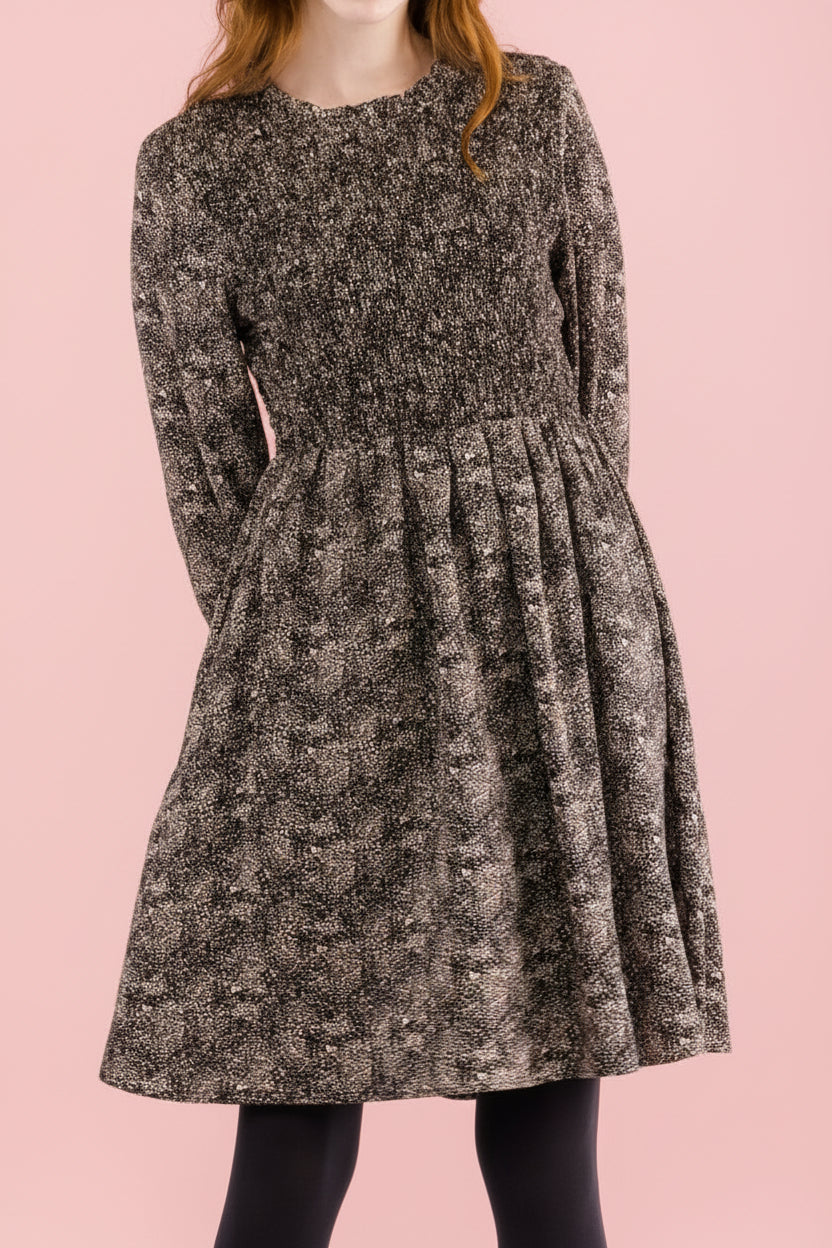 Smocked Vintage Inspired Dress - Black