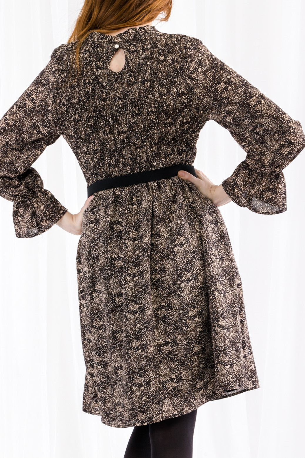 Smocked Vintage Inspired Dress - Black