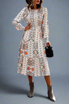 Paisley Smocked Midi Dress - Apricot