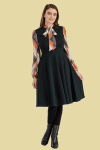 Chiffon Sleeve & Bow Dress