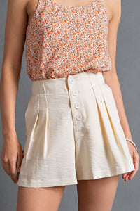 High Waisted Pleated Shorts - Ivory