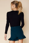 Ruffled Wrap Skort With Back Zipper - Blue