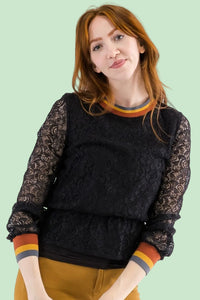 Lace Top With Multi Colored Trim