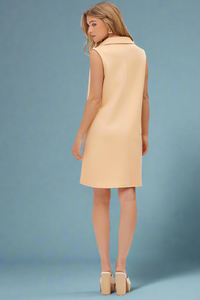 Cruise Split Neck Collar Dress - Apricot