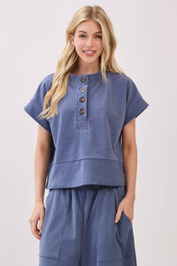 Boxy Corduroy Top - Denim