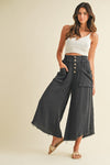 Mineral Washed Wide Pants Charcoal