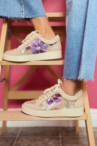 The Tammi - Light Grey Floral Applique Sneaker