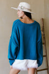 Solid Side Slits Sweater - Teal