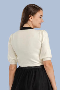 Vintage Two Tone Sweater - Cream