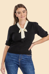 Vintage Two Tone Sweater - Black