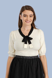 Vintage Two Tone Sweater - Cream