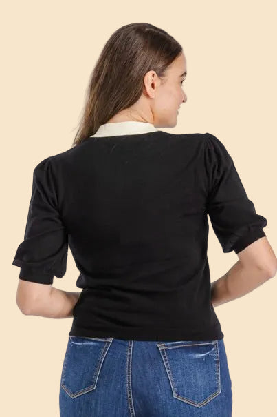 Vintage Two Tone Sweater - Black