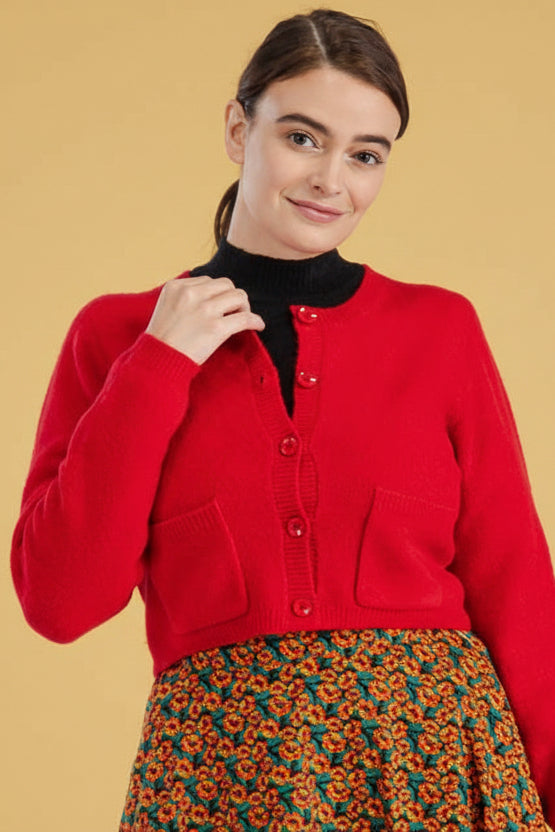 Pocket Cardigan - Red