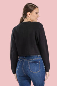 Bow Sweater Cardigan - Black