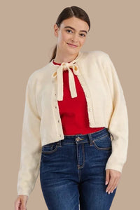 Bow Sweater Cardigan - Cream