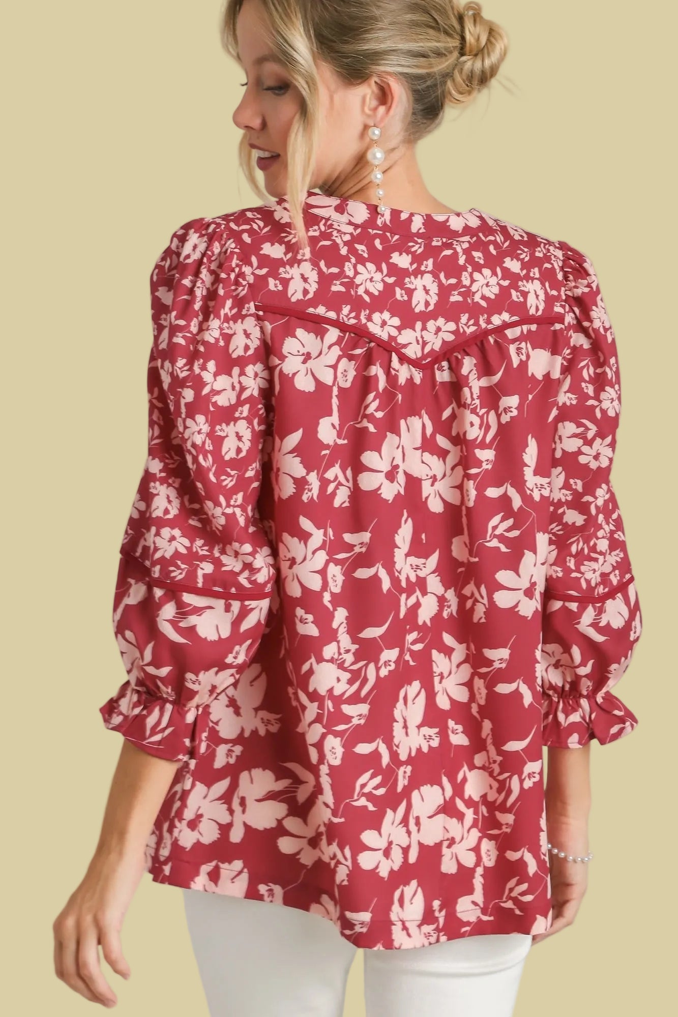 Floral V-Neck Top - Berry