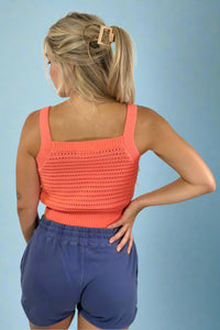 Thick Strap Square Neck Tank - Coral