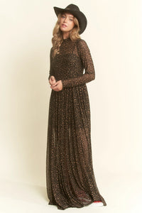 Animal Print Mesh Maxi - Black