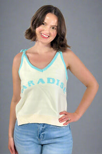 Tie Strap Paradise Sweater Tank - Blue