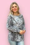 Button Grey Animal Print Top