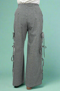 HW Open Tie Leg Pant Black & White Check