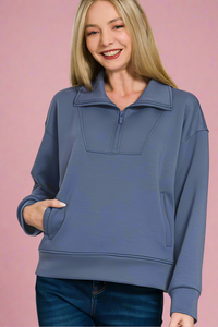 Scuba Half Zip Pullover - Blue Indigo