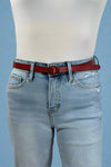 Double Ring Buckle Cinch Belt - Red