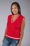 Cable Knit Sweater Vest - Red
