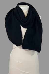 Soft Ribbed Oblong Scarf - Black