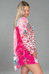 Crochet Trim Ruffle Dress Pink