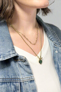 Layered Heart Charm Necklace - Gold