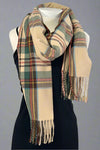 Plaid Winter Scarf With Tassels
