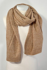 Soft Ribbed Oblong Scarf - Beige