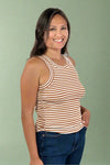 Striped Fitted Tank Top - Tan
