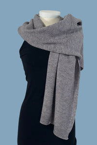Soft Ribbed Oblong Scarf - Charcoal