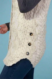 Hooded Cable Fleece Vest - Cream