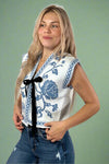 Floral Jacquard Tie Front Knit Vest
