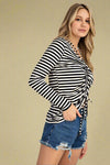 Ruched Long Sleeve Top with Halter Strap Black