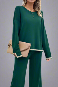 Casual Solid Knit Sweater - Green