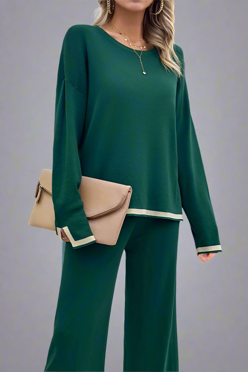 Casual Solid Knit Sweater - Green