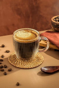 Fluted Double Wall Espresso Glasses Set of 2 - 13.5 oz