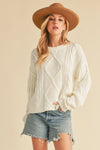 Adela Cable Knit Sweater - White
